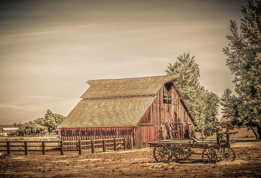 Wild West Barn And Hay Wagon Photograph by Gene Parks