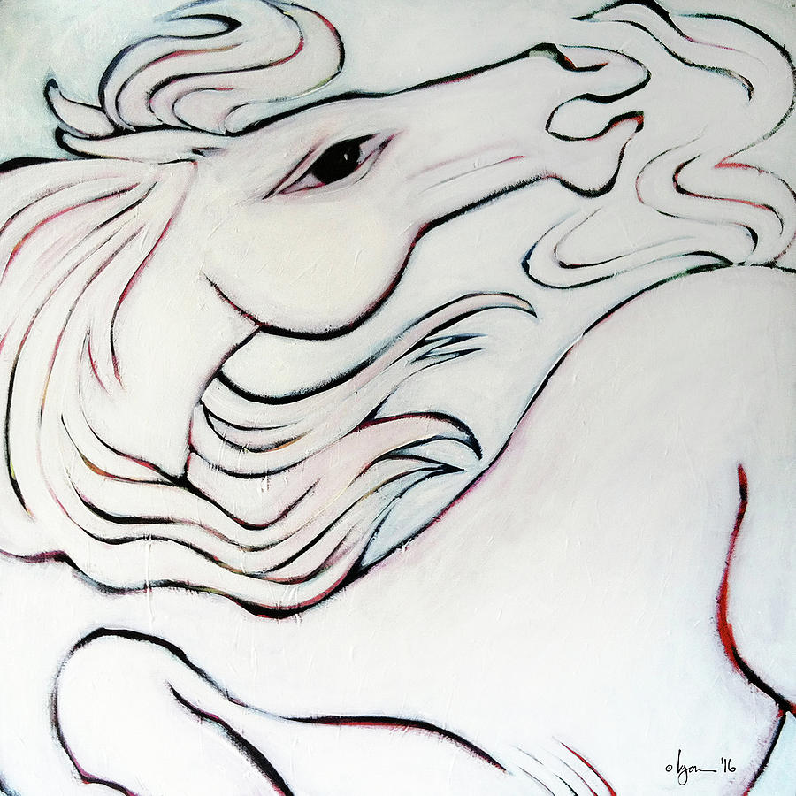 Horse Painting - Wild White by Angela Treat Lyon