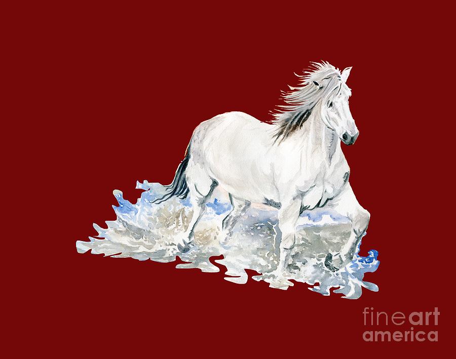 Wild White Horse  #1 Painting by Melly Terpening