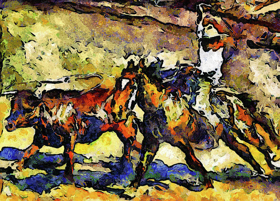 Wild Wild West Van Gogh Style Expressionism Mixed Media