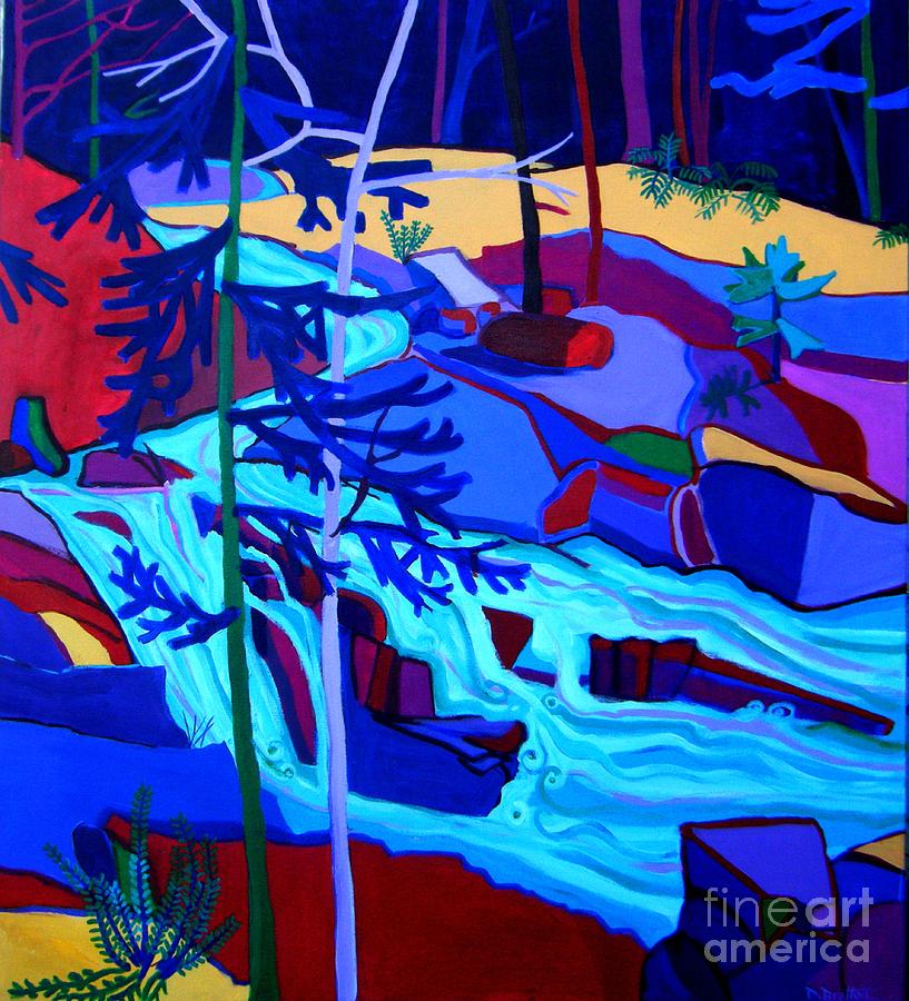 Wildcat River Waterfall Jackson NH Painting by Debra Bretton Robinson