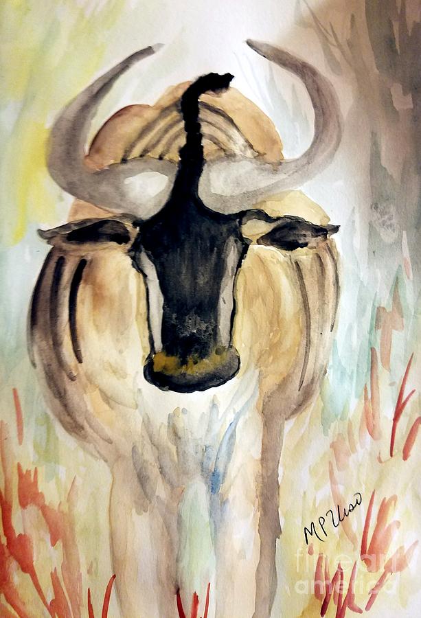 Wildebeest Painting by Maria Urso