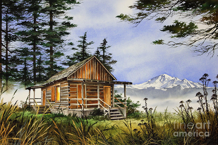 Wilderness Cabin Painting by James Williamson