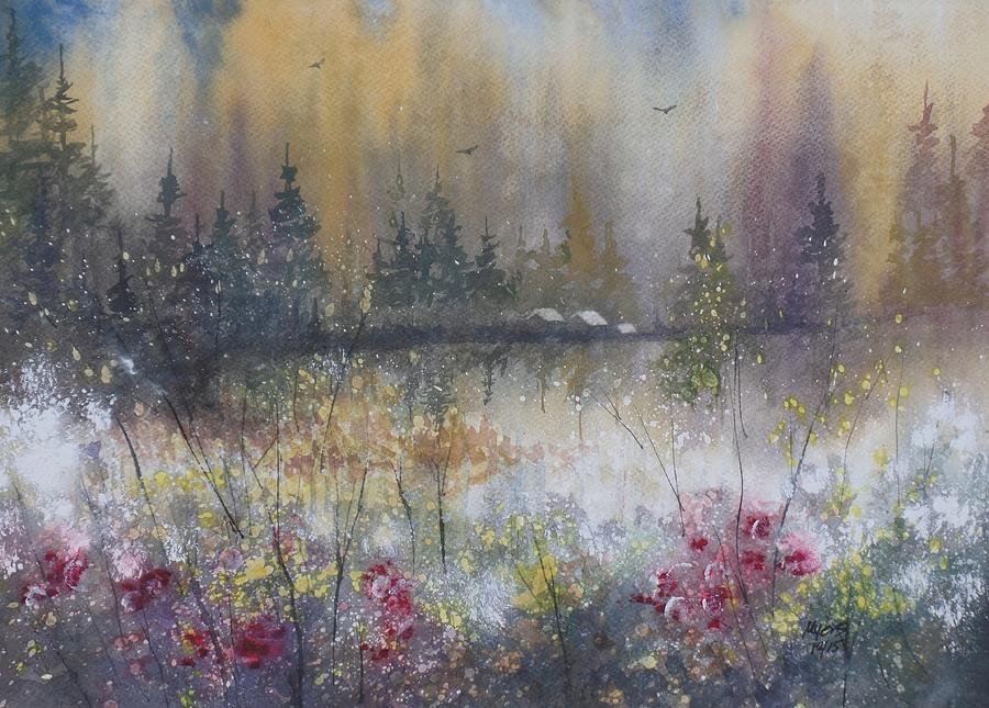Cabin Painting - Wilderness Cabins, Original Watercolor by David K Myers