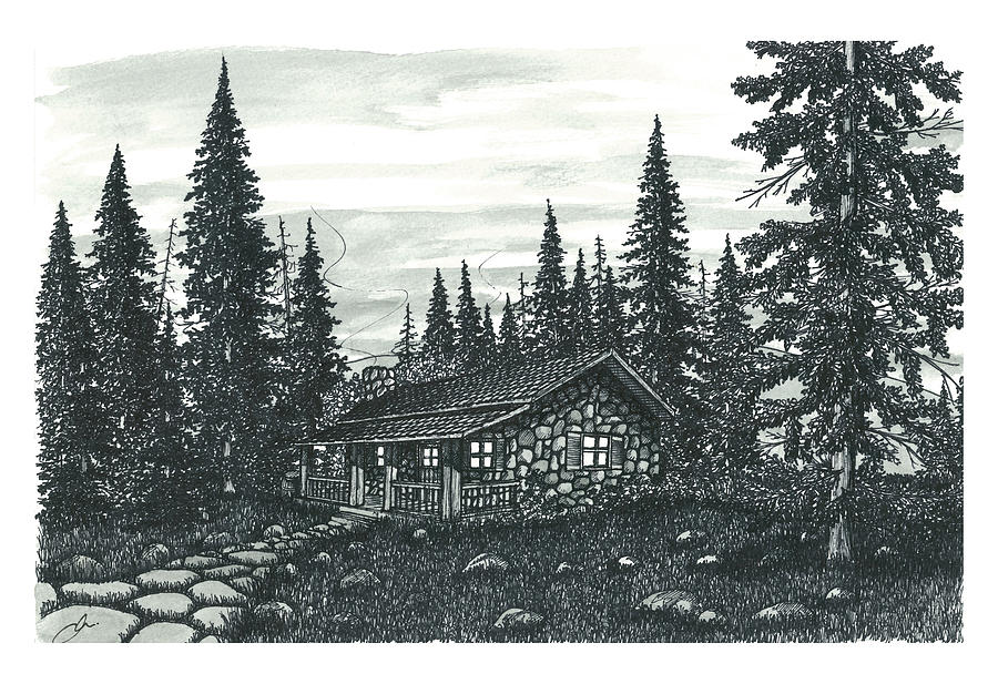 Wilderness Home Drawing by Jonathan Baldock