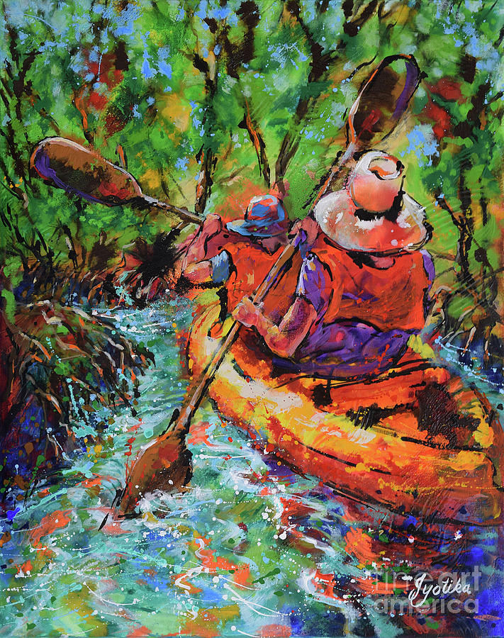 Wilderness Kayaking Painting by Jyotika Shroff