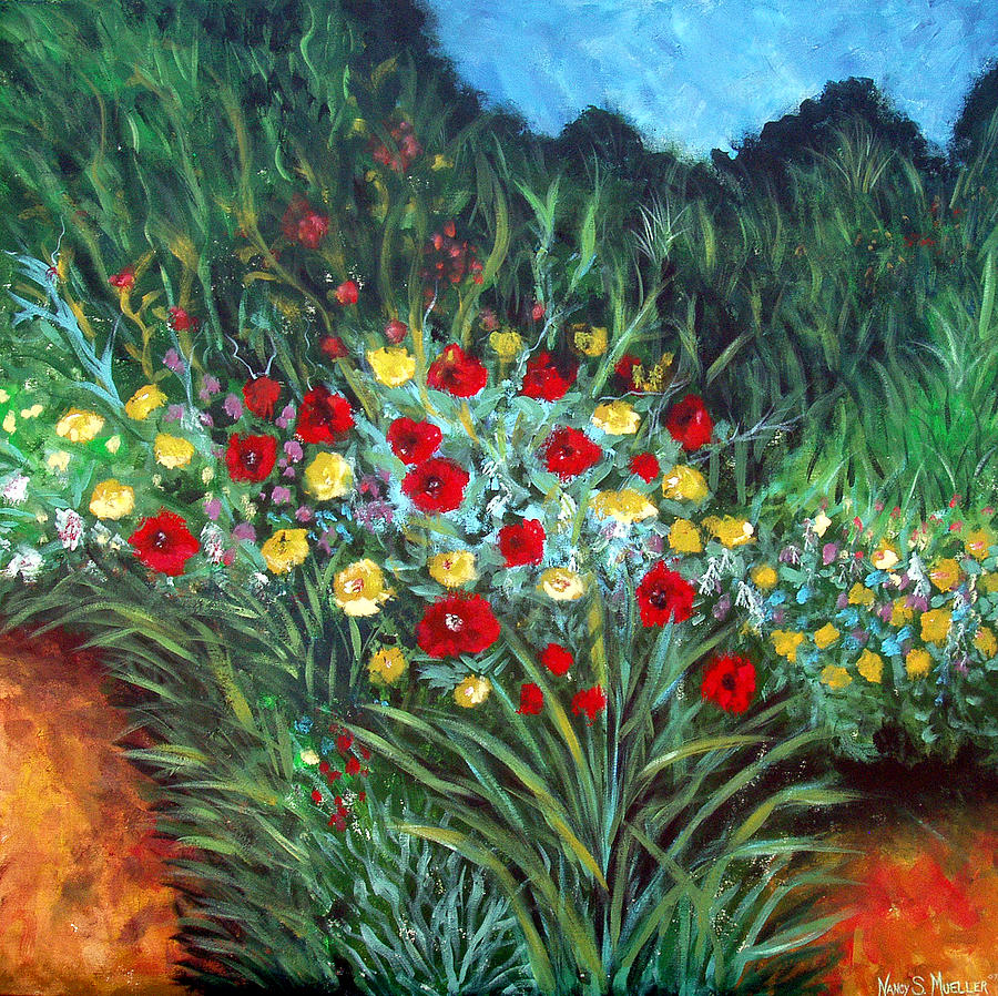 Wildflower Garden 1 Painting by Nancy Mueller