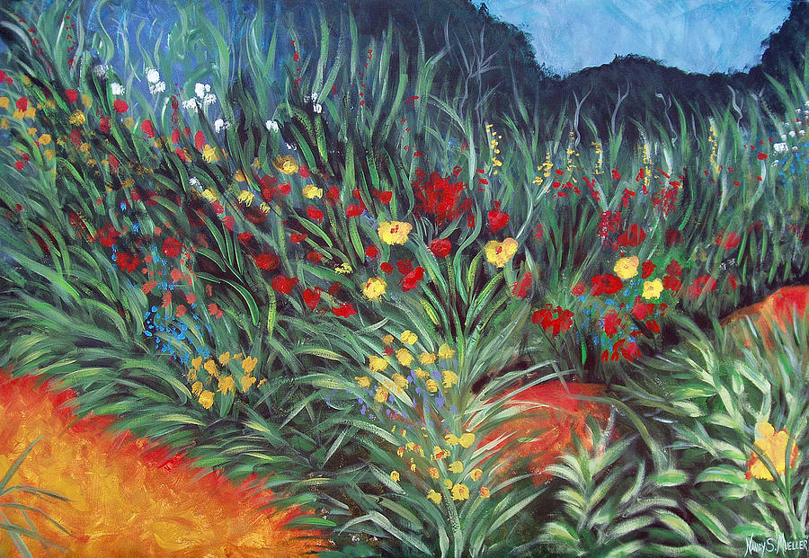Wildflower Garden 2 Painting by Nancy Mueller