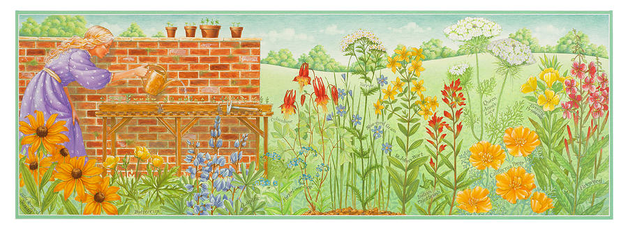 Brick Painting - Wildflower Gardening by Lynn Bywaters
