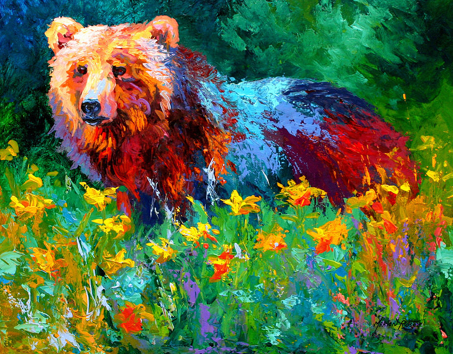 Wildlife Painting - Wildflower Grizz II by Marion Rose