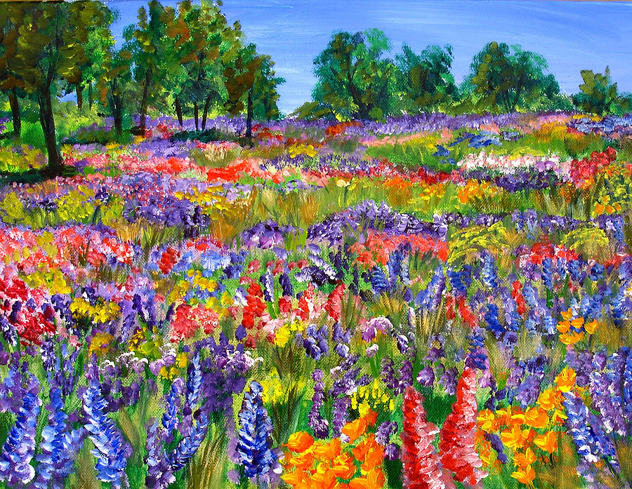 Wildflower Landscape Painting by Mary Jo Zorad