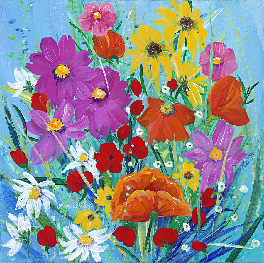 Wildflower Rainbow Painting by Linda Rauch
