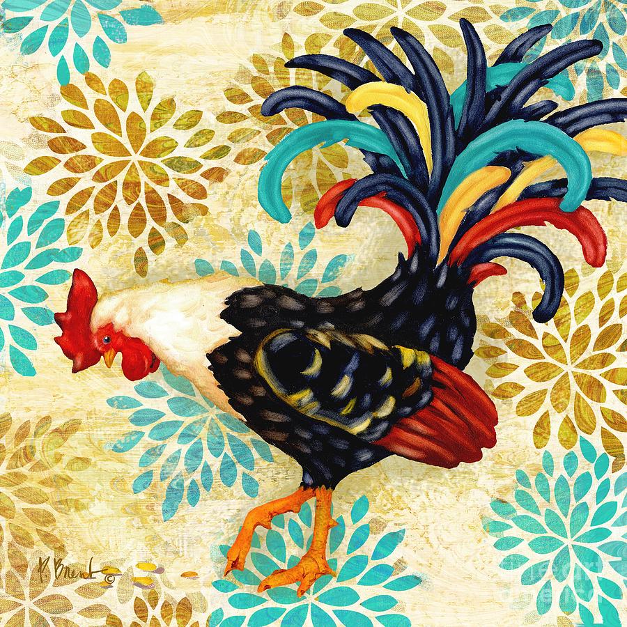 Rooster Painting - Wildflower Rooster II by Paul Brent