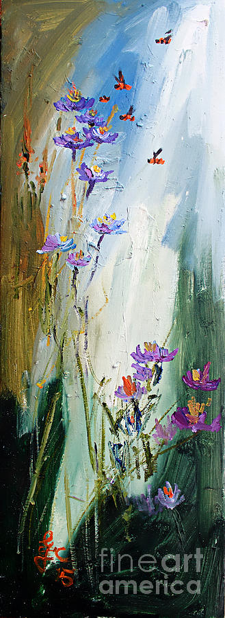 Wildflowers and Bees Oil Painting Painting by Ginette Callaway