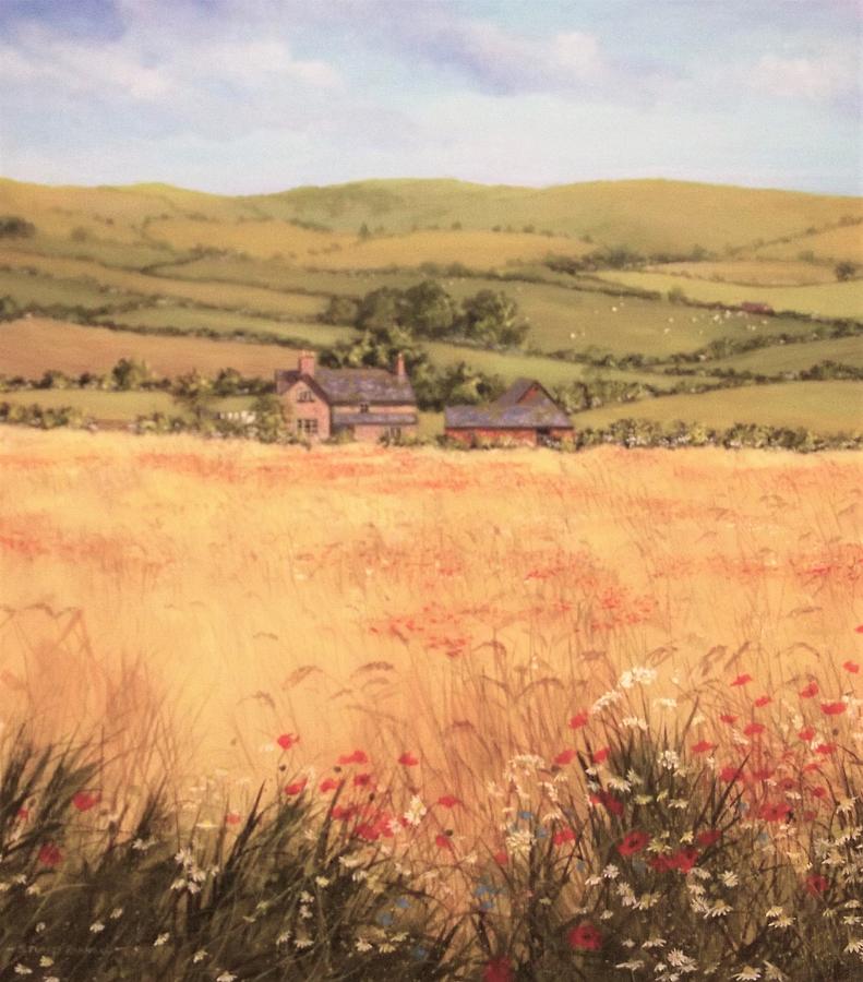 Wildflowers and wheat Painting by Stuart Parnell