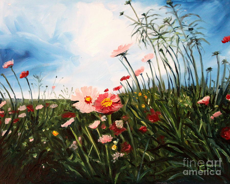 Wildflowers Painting by Elizabeth Robinette Tyndall