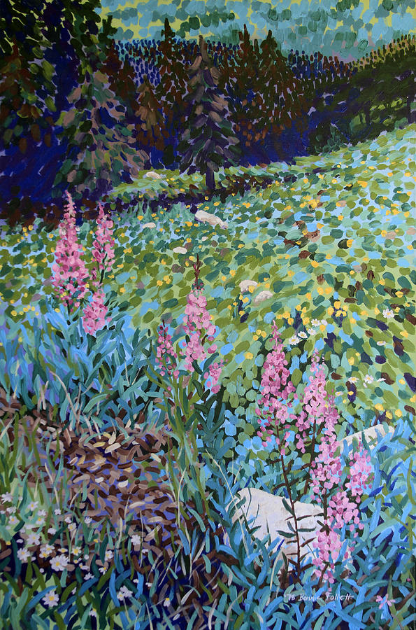 Wildflowers in the Rockies Painting by Bonnie Follett