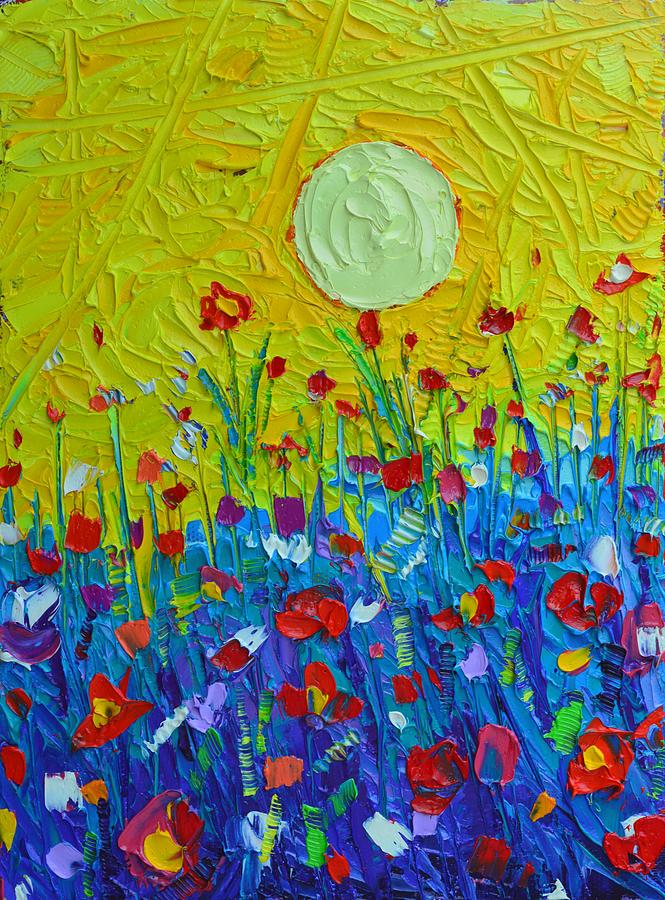 Wildflowers Meadow Sunrise Painting by Ana Maria Edulescu