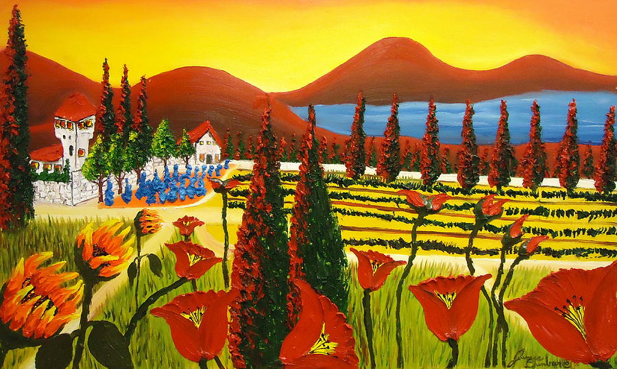 Tuscany Vineyards Painting - Wildflowers Of Tuscany 3 by James Dunbar