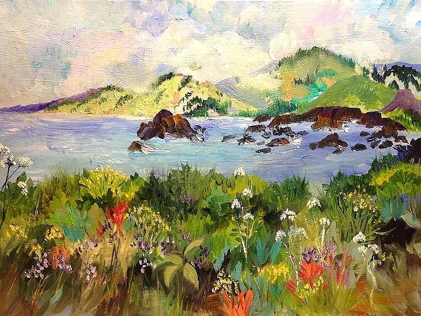 Wildflowers on Sonoma Coast Painting by Esther Woods