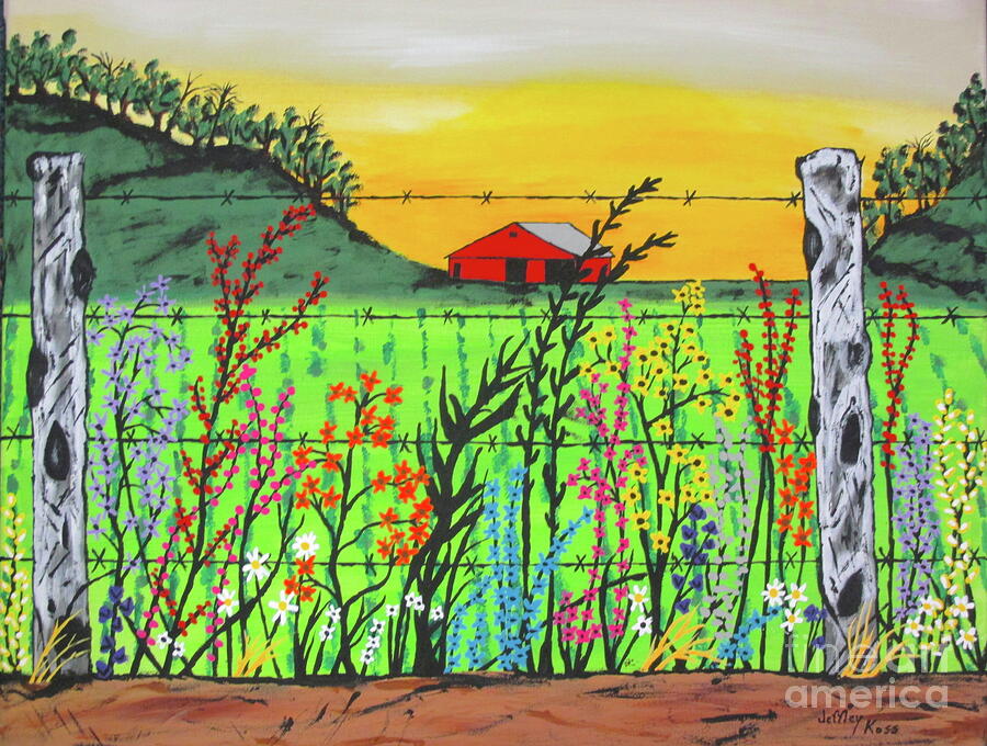 Wildflowers On The Farm Painting Painting by Jeffrey Koss