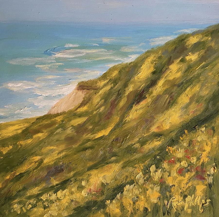 San Diego Painting - Wildflowers on The Point by Rosie Phillips