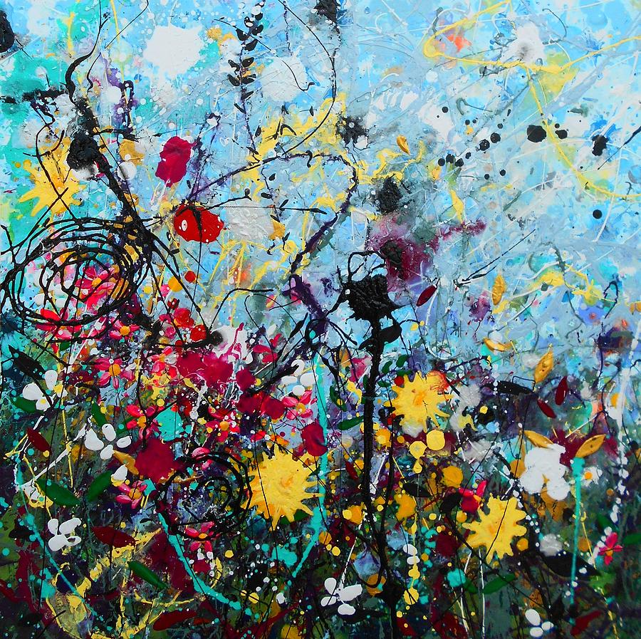 Wildflowers panel1 Painting by Angie Wright