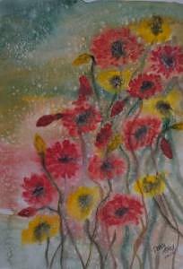 Watercolor Painting - WILDFLOWERS still life modern print by Derek Mccrea Watercolor Painting - WILDFLOWERS still life modern print by Derek Mccrea