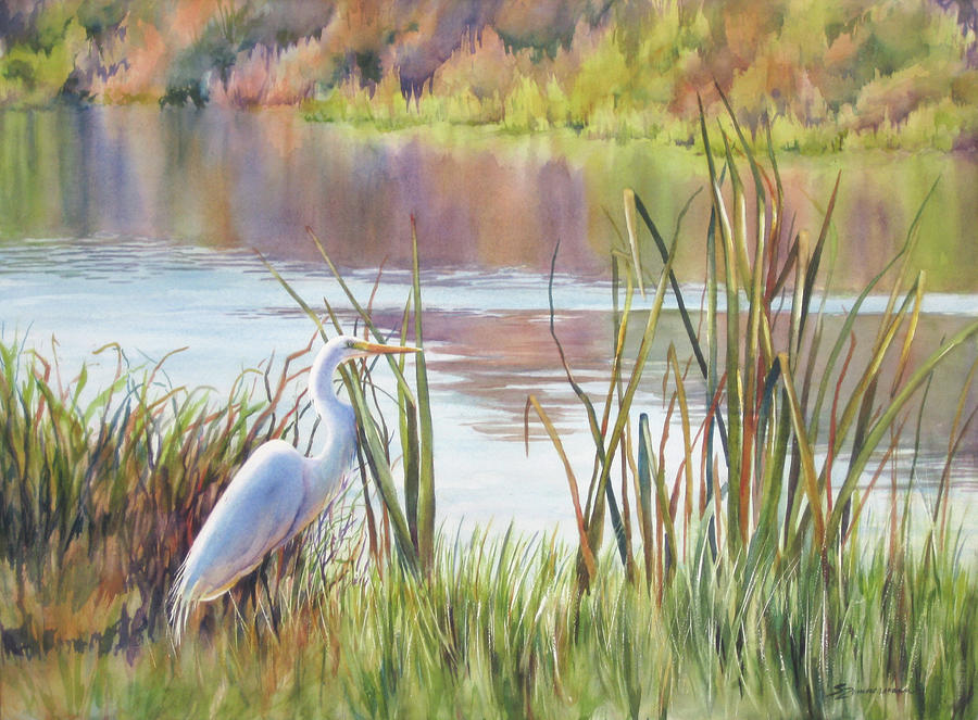 Egret Painting - Wildlife Refuge by Sue Zimmermann