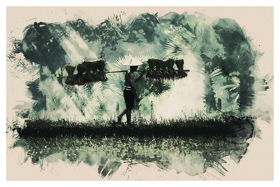 Wildlife Series   Sumatra Rice Farmer Painting by Celestial Images