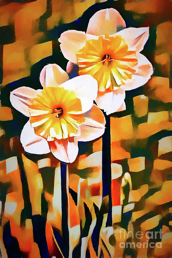 Wildly Abstract Daffodil Pair Photograph