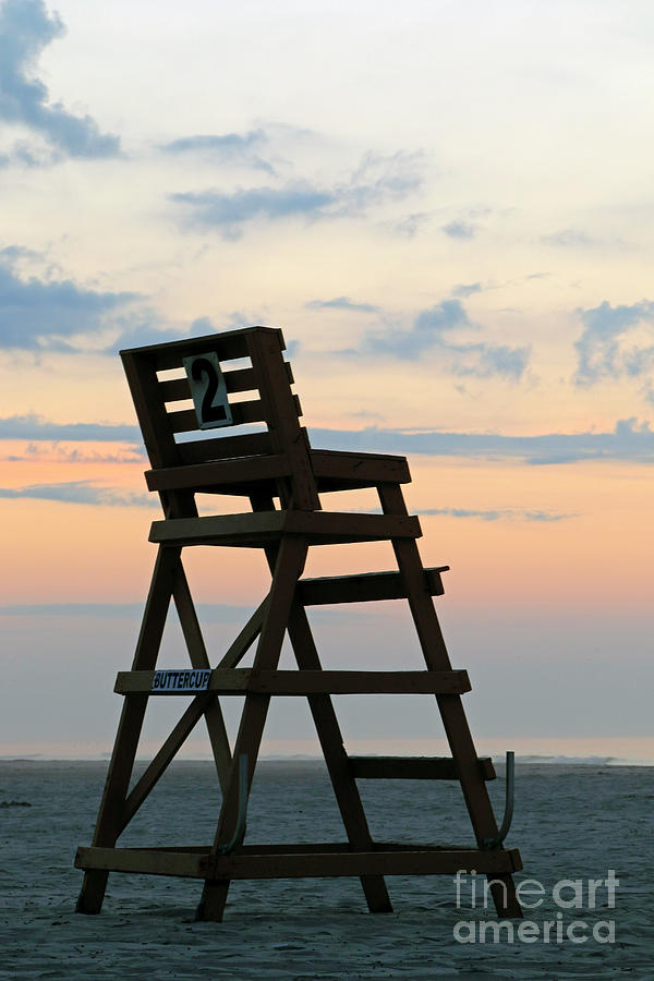 Wildwood Crest lifeguard chair at dawn Photograph by John Van Decker