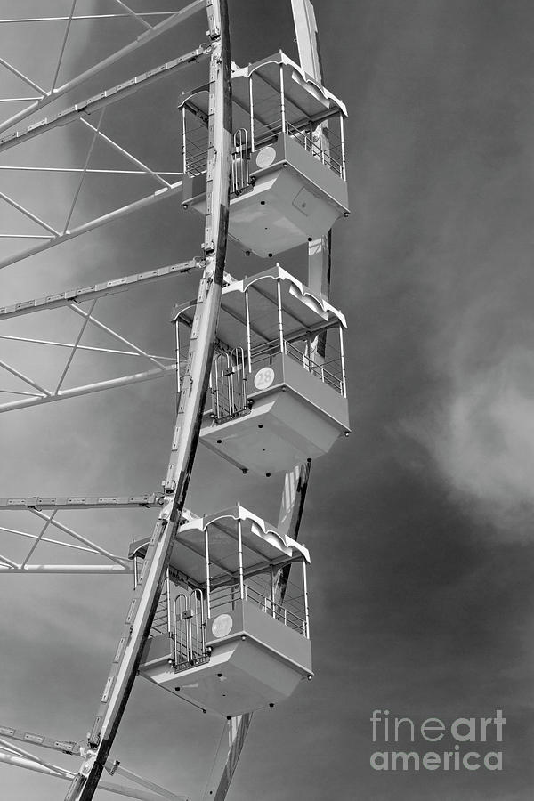 Ferris Wheel Photograph - Wildwood New Jersey Ferris Wheel Chairs in black and white by John Van Decker