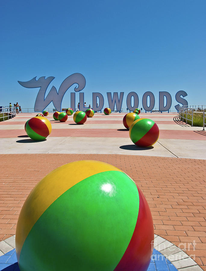 Ball Photograph - Wildwoods Sign, Wildwood, NJ Boardwalk . Copyright Aladdin Color Inc. by Retro Views