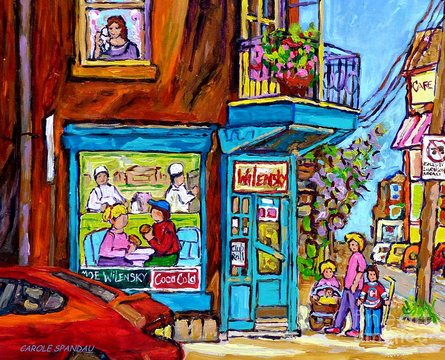 Wilensky Corner Diner Montreal In The Summer Street Scene Fun Canadian Scenes Carole Spandau         Painting by Carole Spandau