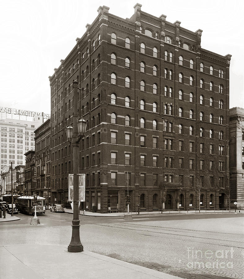 Wilkes Barre PA Hollenback Coal Exchange Building Corner of Market and River Sts April 1937 Photograph by Arthur Miller