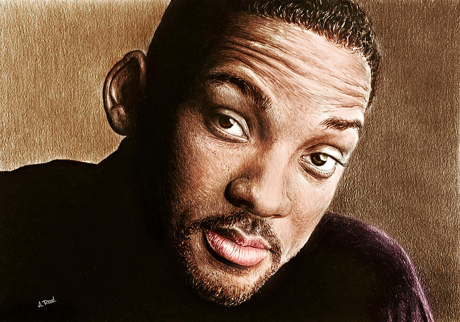 Will Smith colour Drawing by Andrew Read