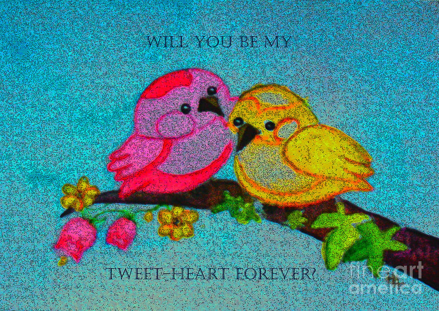 Will You Be My Tweet Heart Forever Painting by Hazel Holland