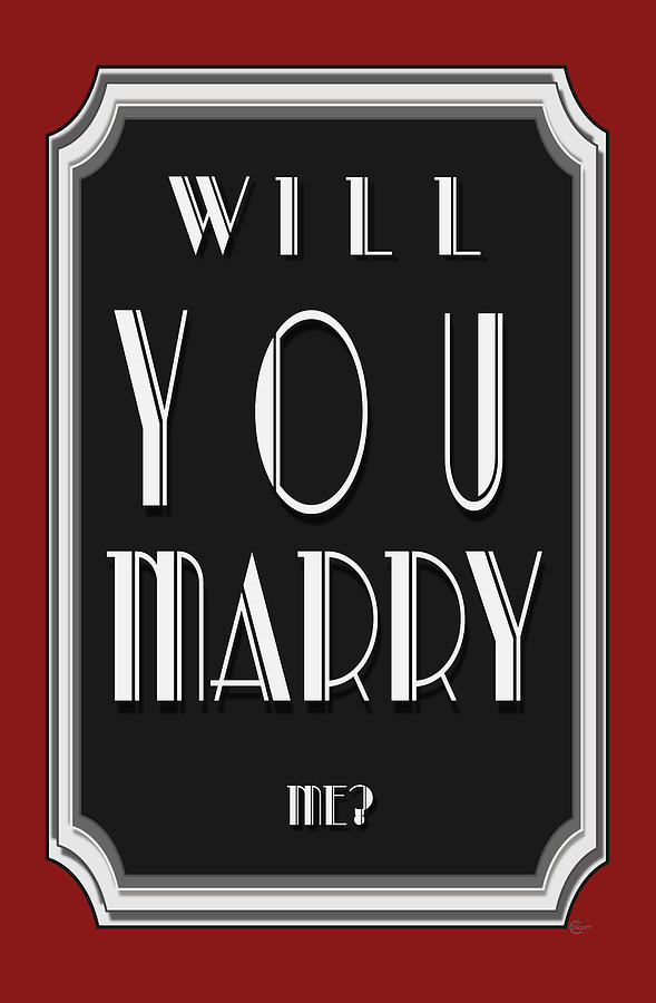Will You Marry Me art deco style Digital Art by Cecely Bloom