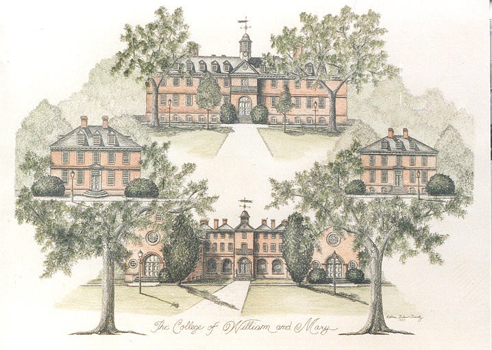 University Drawing - William and Mary Campus by Robbie Garrity
