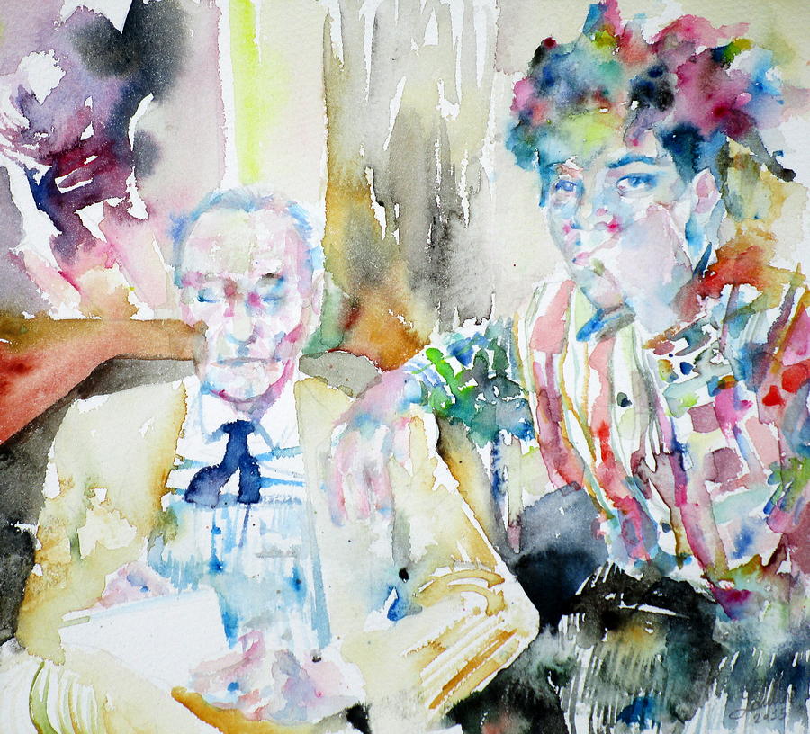William Burroughs Painting - WILLIAM BURROUGHS and BASQUIAT - watercolor portrait by Fabrizio Cassetta