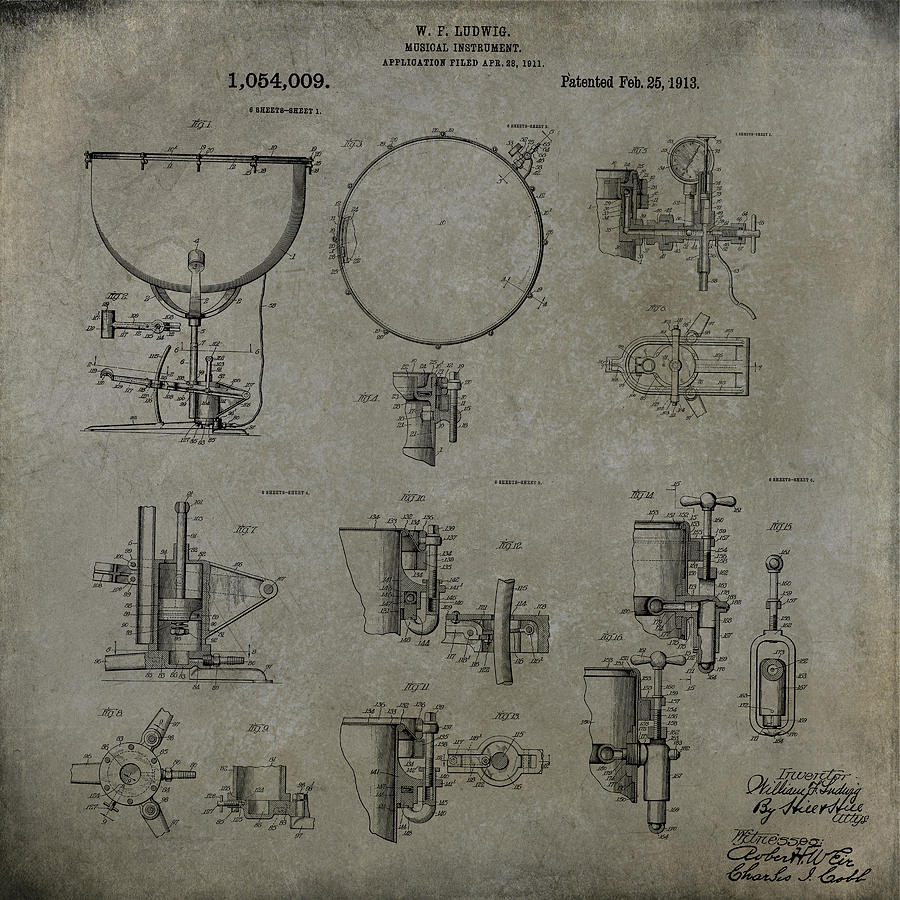 William F Ludwig Kettle Drum Patent Digital Art by Paulette B Wright