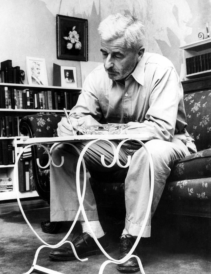 William Faulkner Working In His Home Photograph by Everett