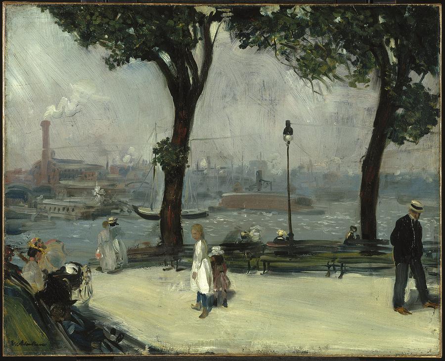 William Glackens - East River Park - circa 1902 Painting by Celestial Images