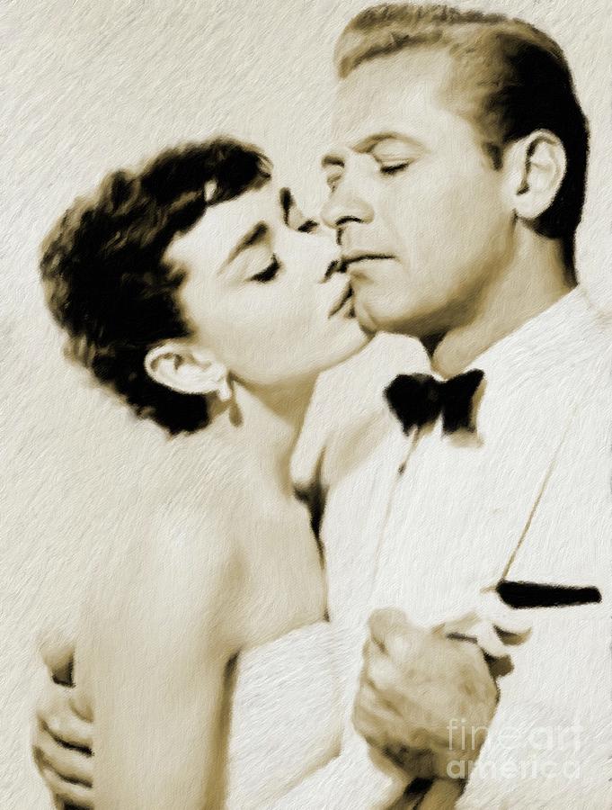William Holden And Audrey Hepburn Painting