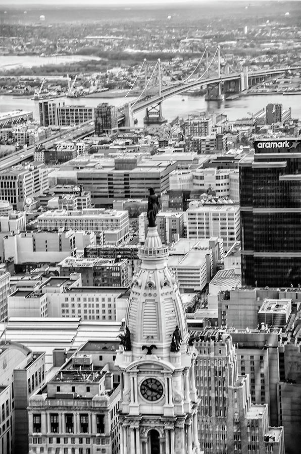 William Penn from Above in Black and White Photograph by Bill Cannon