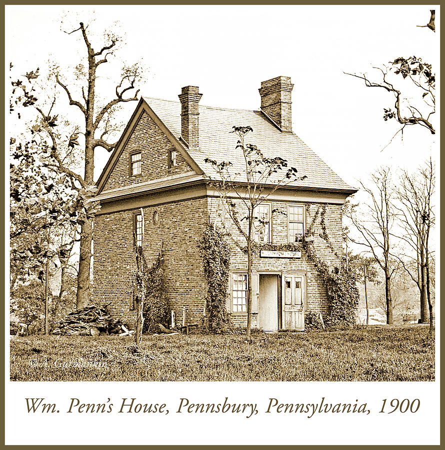 William Penns House, Pennsbury, Pennsylvania, c.1900, Vintage P Photograph by A Macarthur Gurmankin