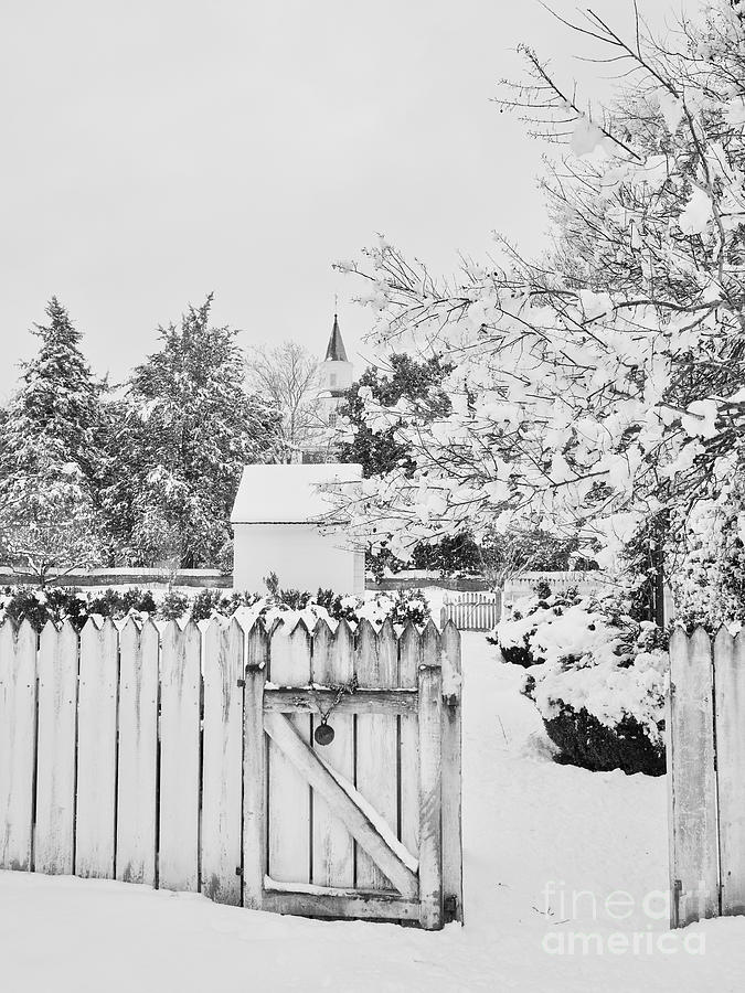 Winter Photograph - Williamsburg Gate Winter Scene by Rachel Morrison