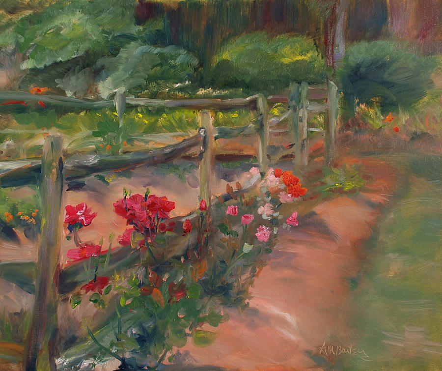 Williamsburg Roses Painting by Ann Bailey