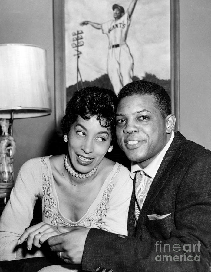 Willie Mays and His Bride. 1956 Photograph by Anthony Calvacca